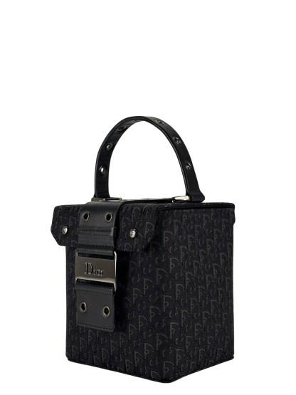 CHRISTIAN DIOR - Monogram Evening Small Silver Top Handle Satchel Box Bag