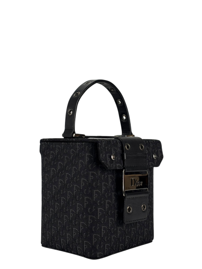 CHRISTIAN DIOR - Monogram Evening Small Silver Top Handle Satchel Box Bag