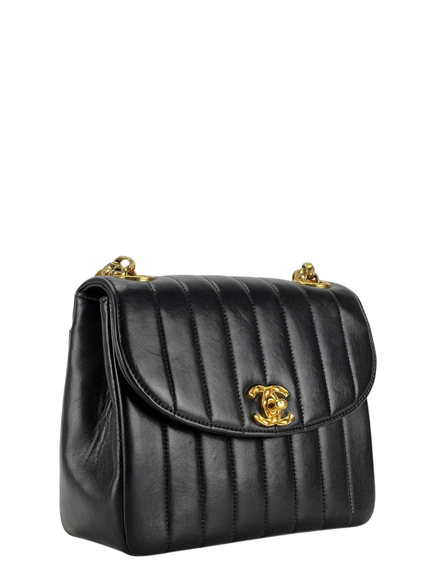 CHANEL - Black Lambskin Mademoiselle Chain Shoulder Bag