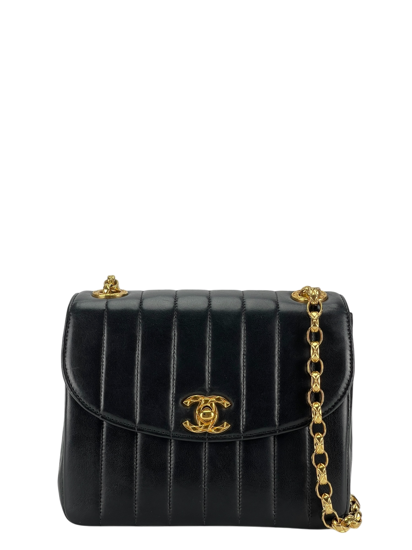 CHANEL - Black Lambskin Mademoiselle Chain Shoulder Bag