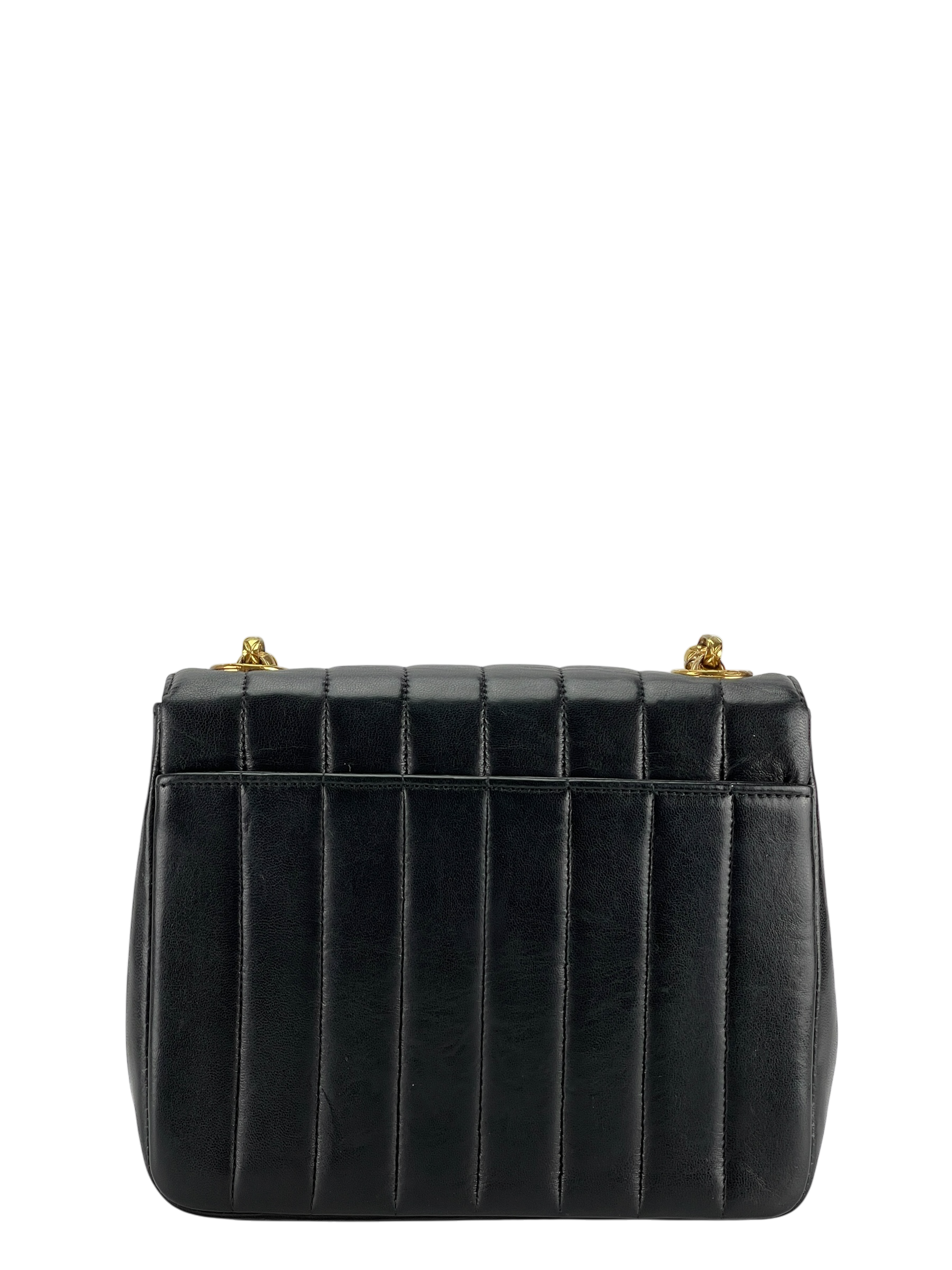 CHANEL - Black Lambskin Mademoiselle Chain Shoulder Bag