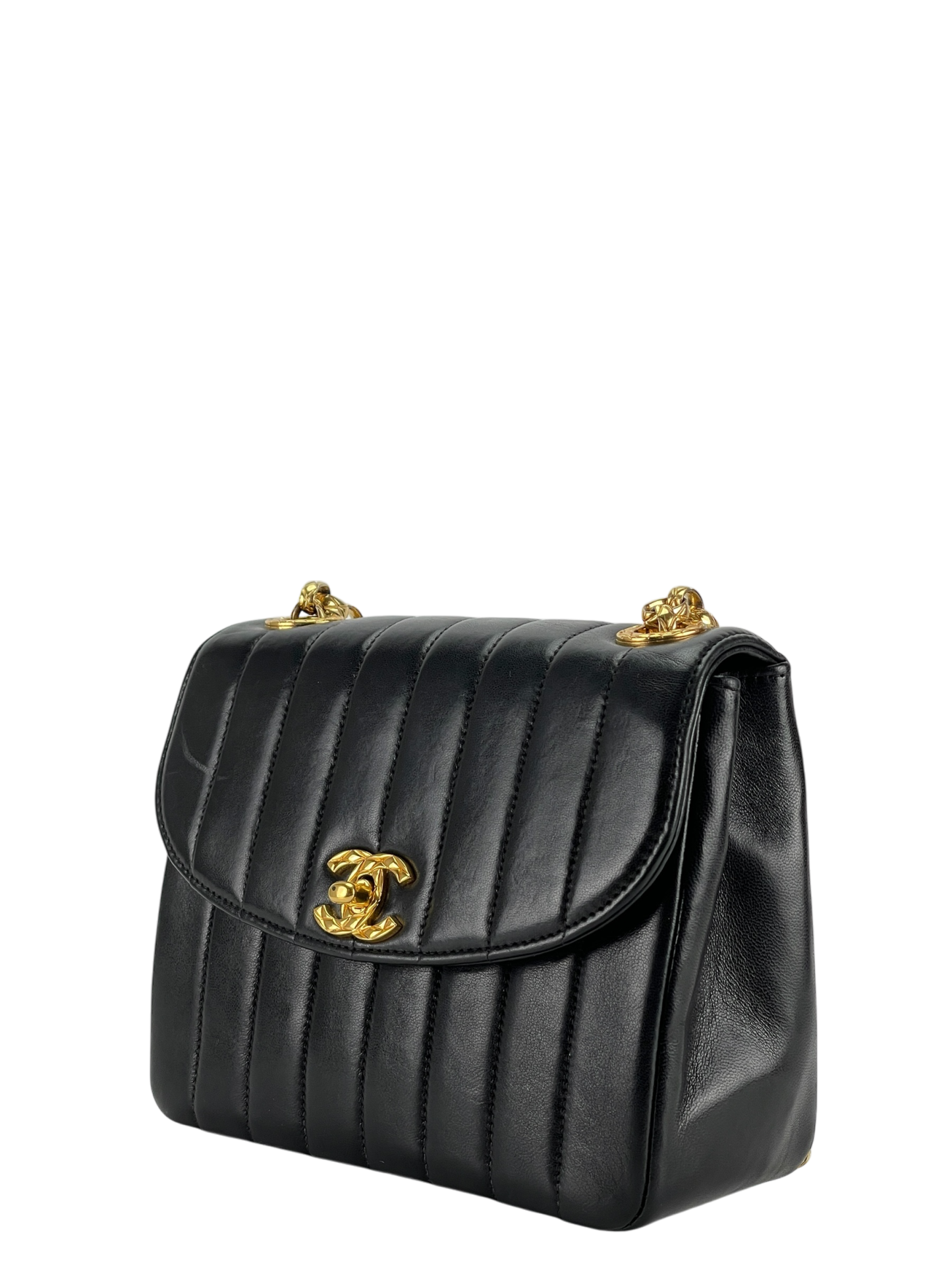 CHANEL - Black Lambskin Mademoiselle Chain Shoulder Bag