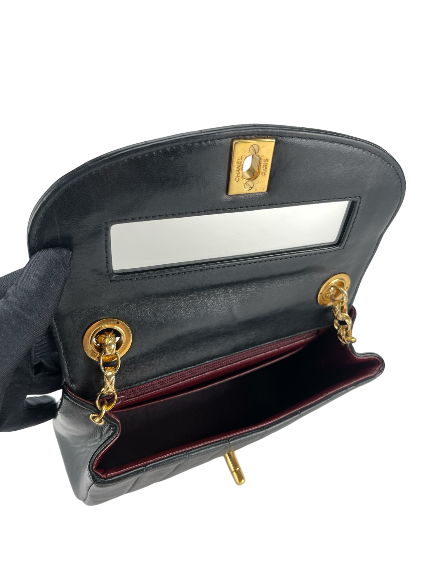CHANEL - Black Lambskin Mademoiselle Chain Shoulder Bag