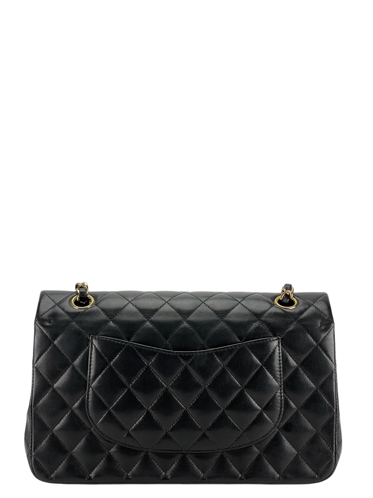 CHANEL - Medium Classic Double Flap Bag Black Lambskin Gold Hardware (CF25)
