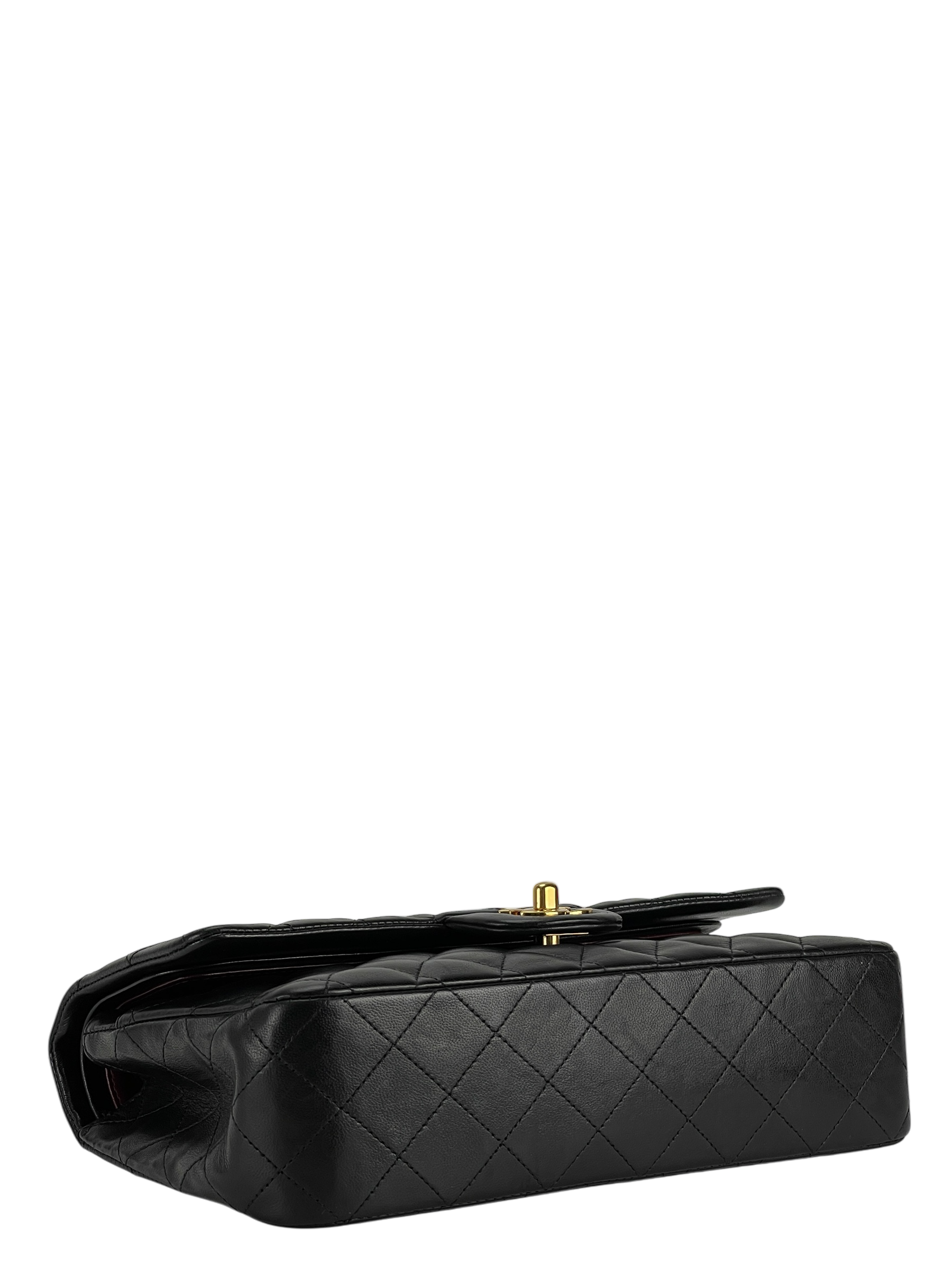 CHANEL - Medium Classic Double Flap Bag Black Lambskin Gold Hardware (CF25)
