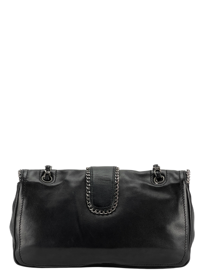CHANEL - Black Lambskin Medium Single Flap Bag Silver Hardware