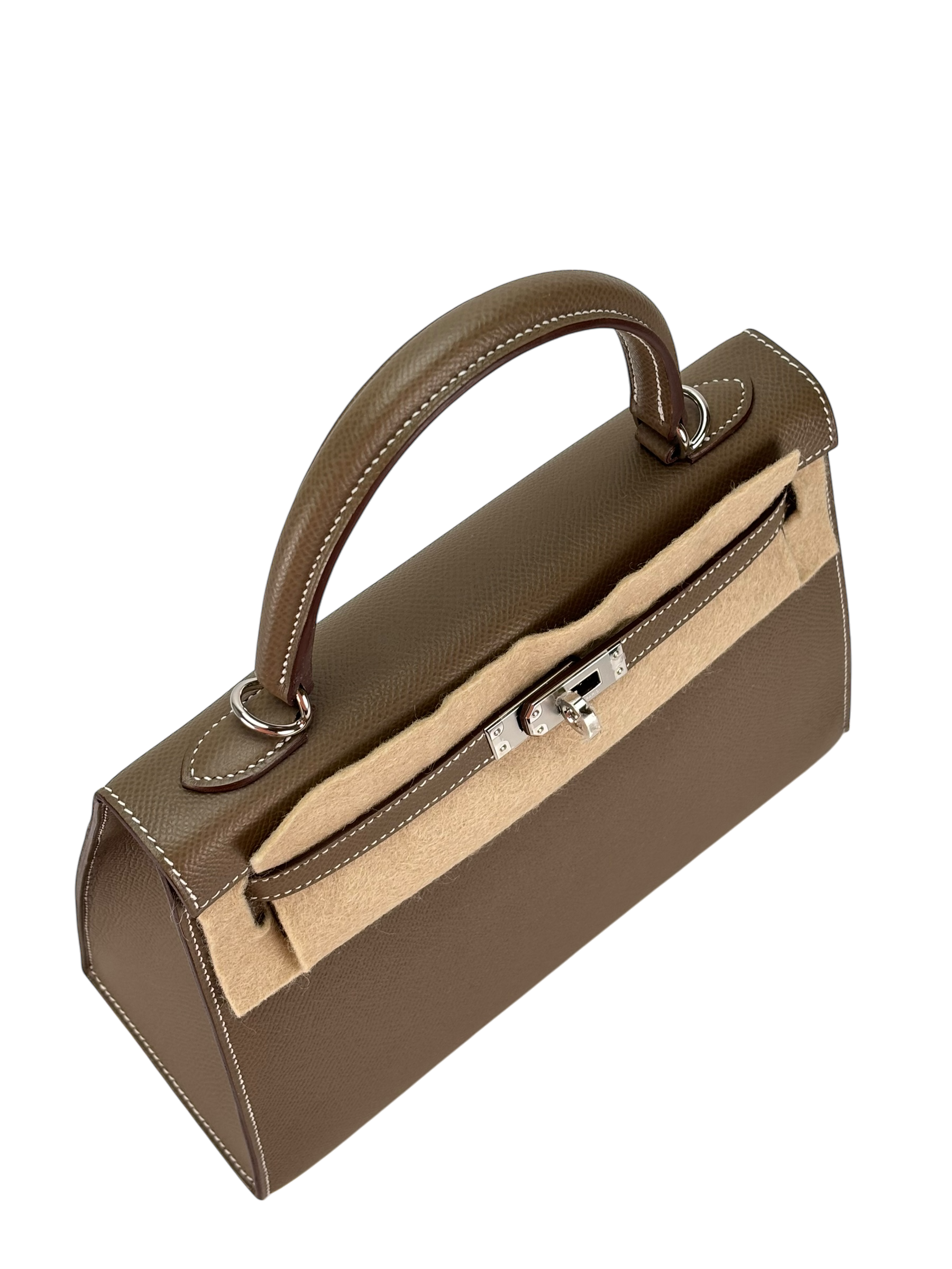 HERMES - Kelly 25 Etoupe Epsom Palladium Hardware