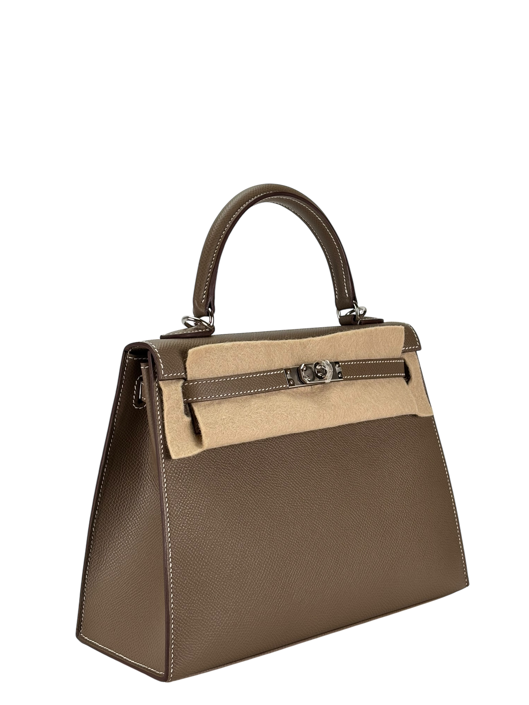 HERMES - Kelly 25 Etoupe Epsom Palladium Hardware