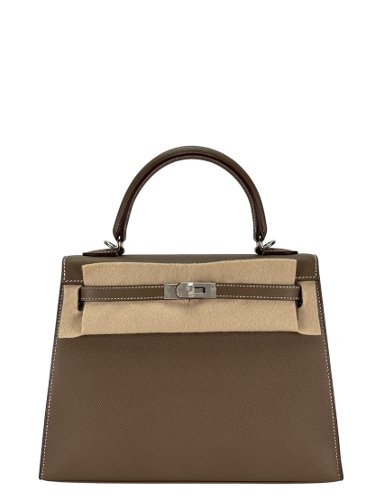 HERMES - Kelly 25 Etoupe Epsom Palladium Hardware