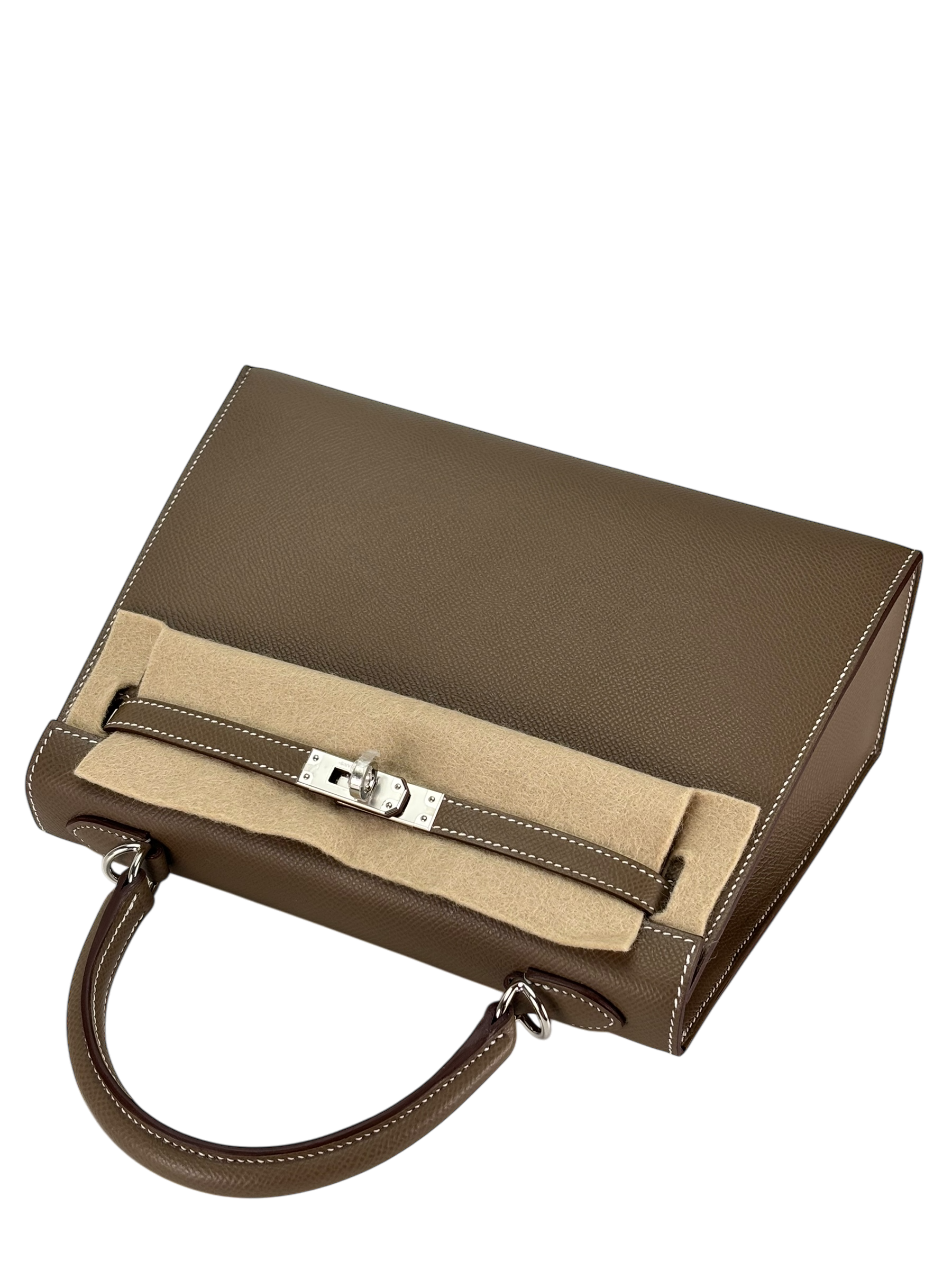 HERMES - Kelly 25 Etoupe Epsom Palladium Hardware