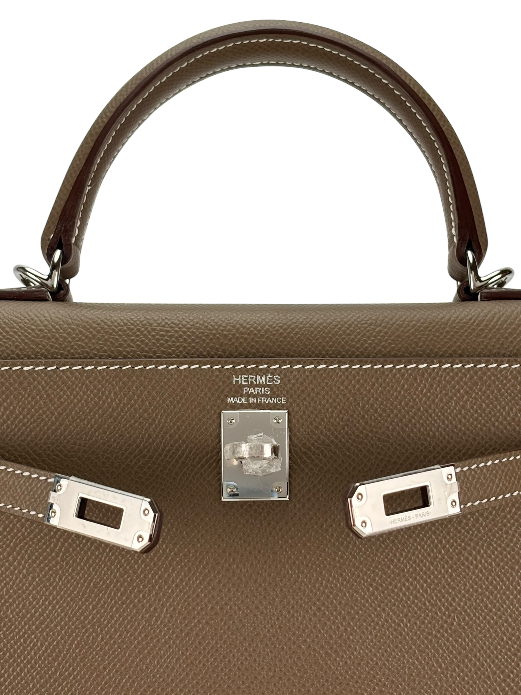 HERMES - Kelly 25 Etoupe Epsom Palladium Hardware