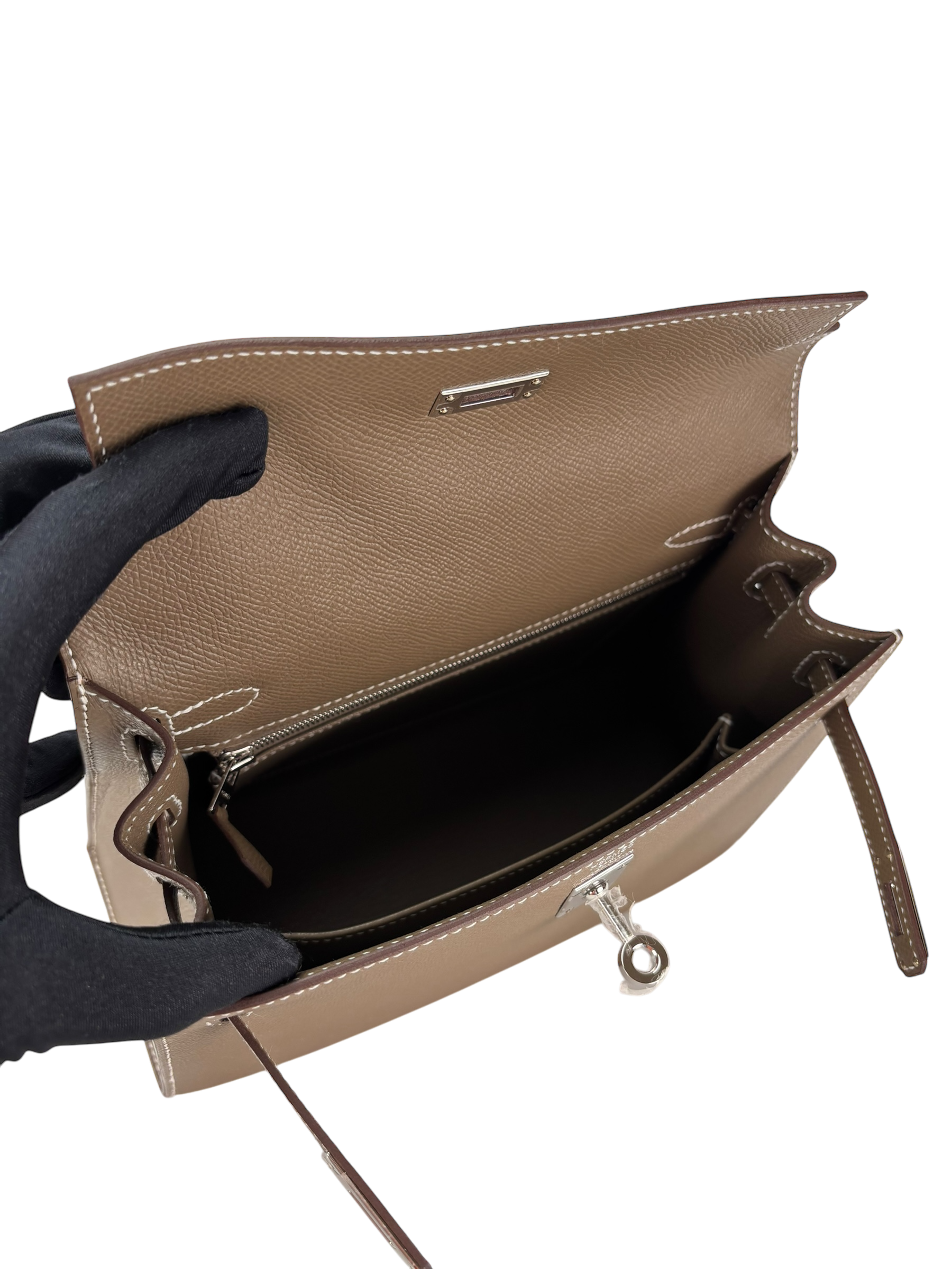 HERMES - Kelly 25 Etoupe Epsom Palladium Hardware