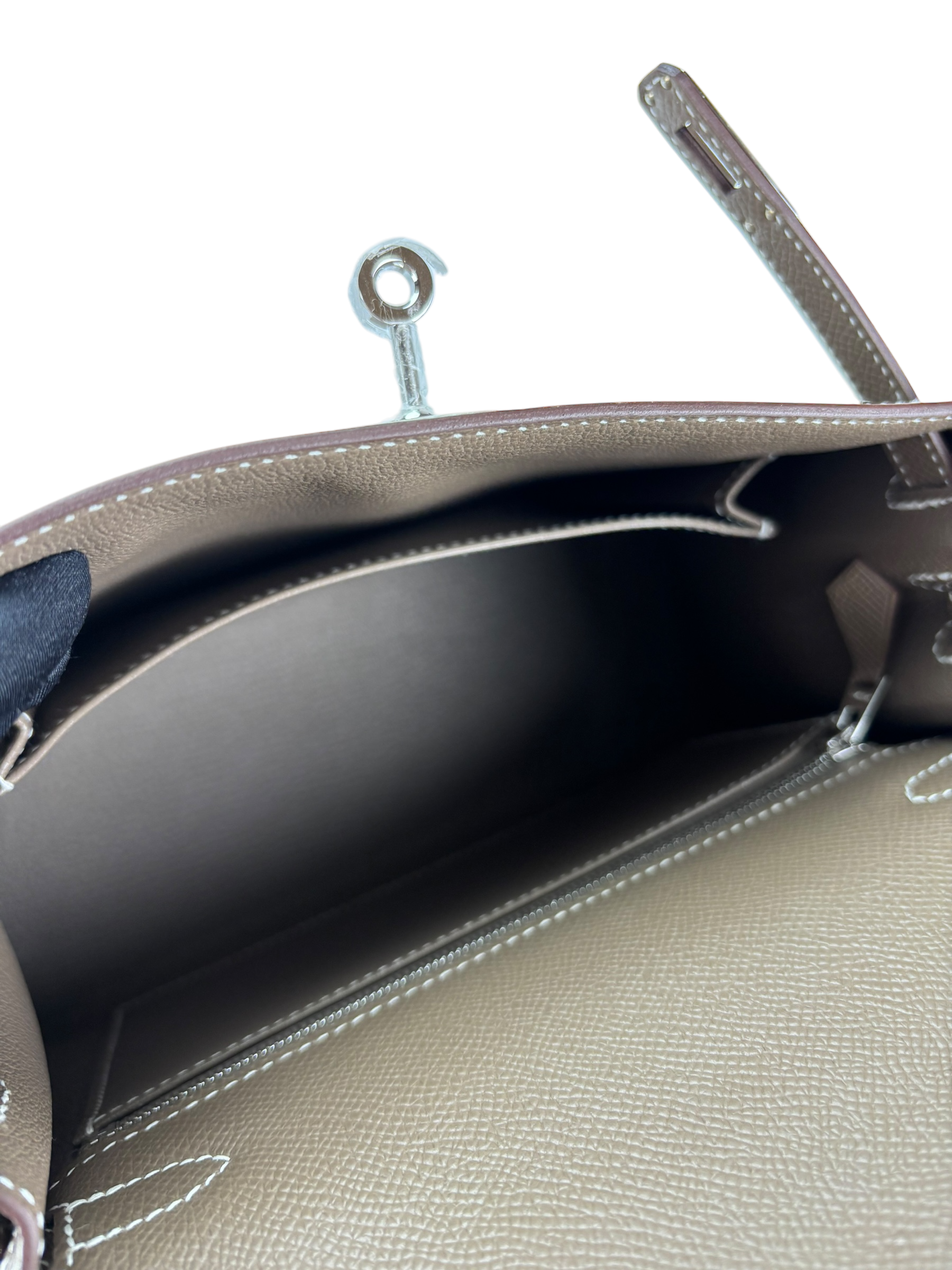 HERMES - Kelly 25 Etoupe Epsom Palladium Hardware