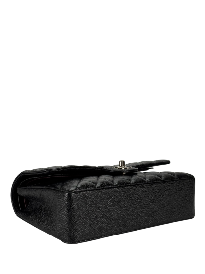 CHANEL - Medium Classic Double Flap Bag Black Caviar Sliver Hardware (CF25)