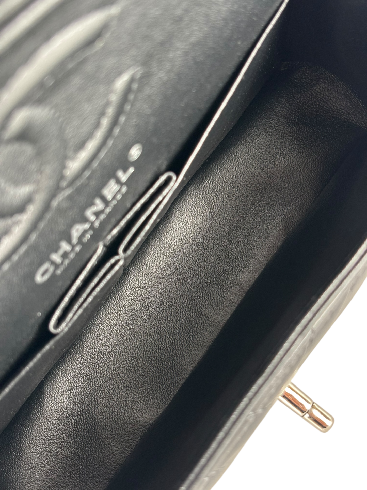 CHANEL - Small Chevron Classic Double Flap Bag Calfskin Sliver Hardware (CF23)