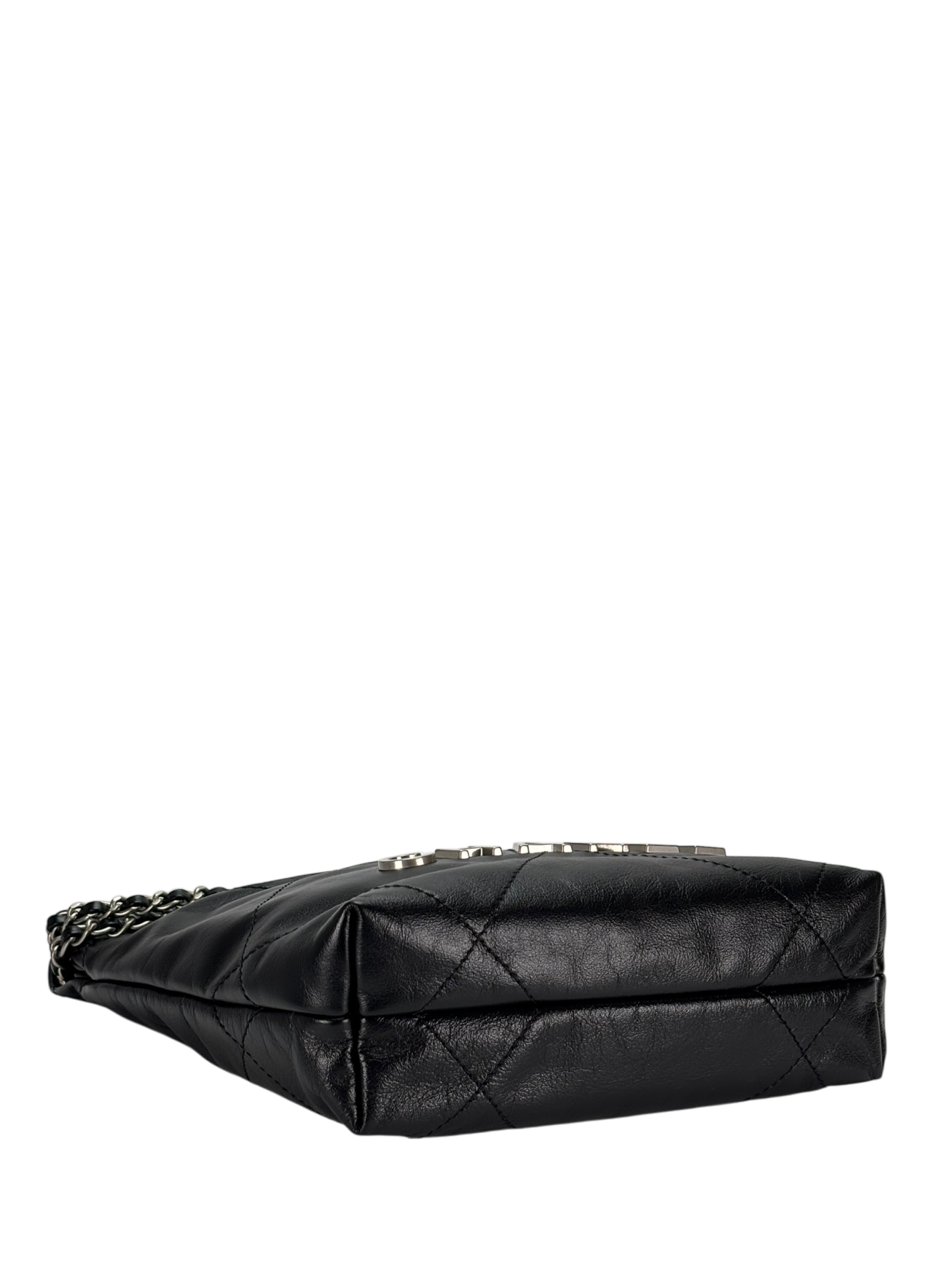 CHANEL - 25C Mini 22 Bag Black Calfskin Sliver Hardware