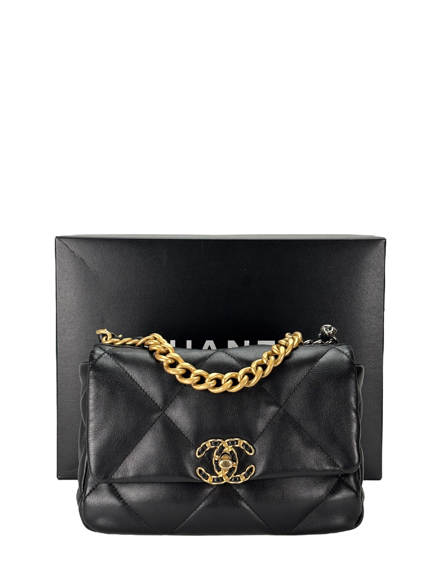 CHANEL - Black Lambskin 19 Small Flap Bag