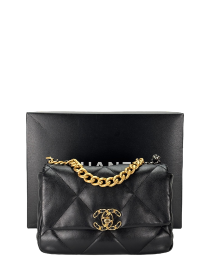 CHANEL - Black Lambskin 19 Small Flap Bag