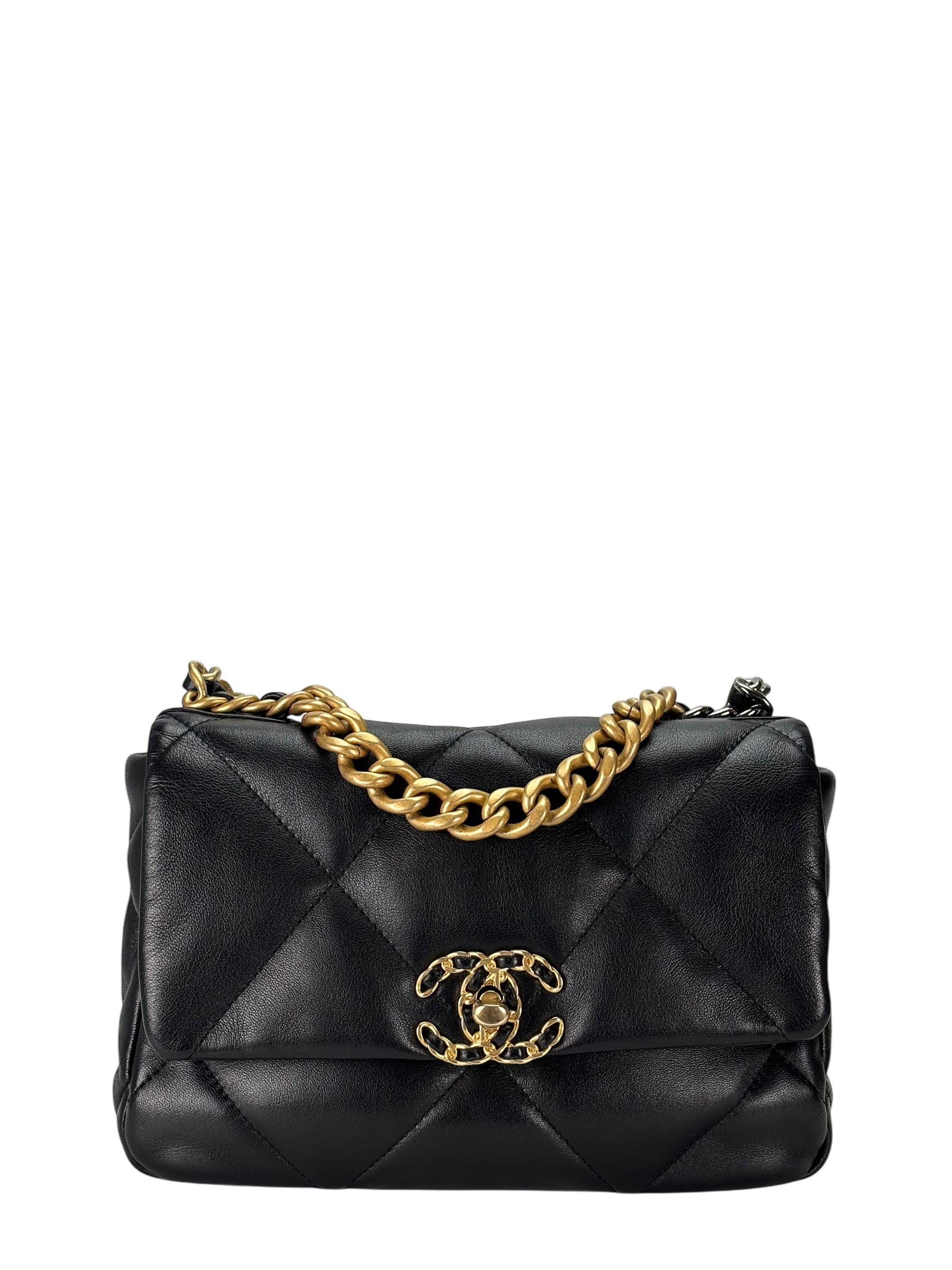 CHANEL - Black Lambskin 19 Small Flap Bag