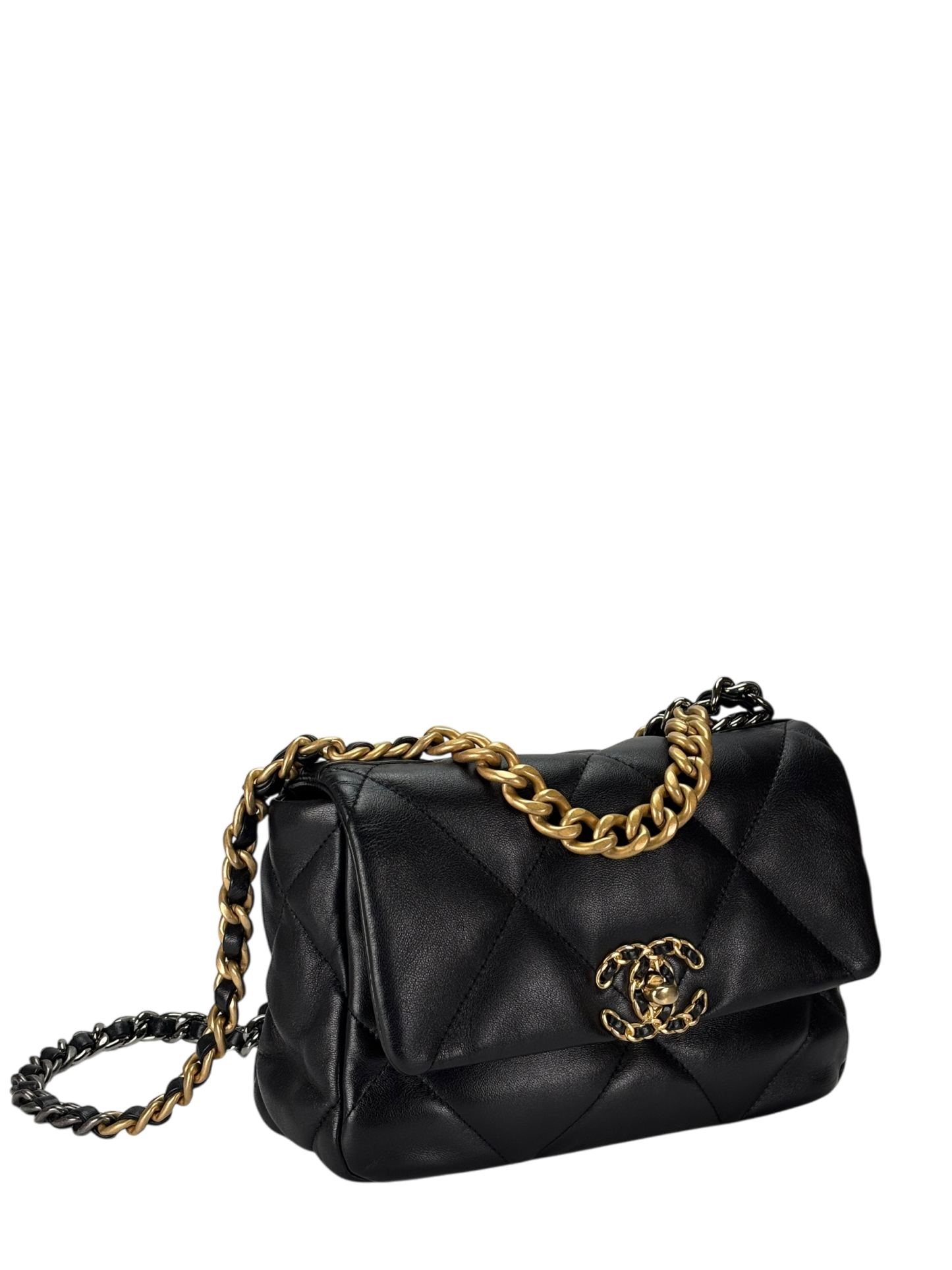 CHANEL - Black Lambskin 19 Small Flap Bag