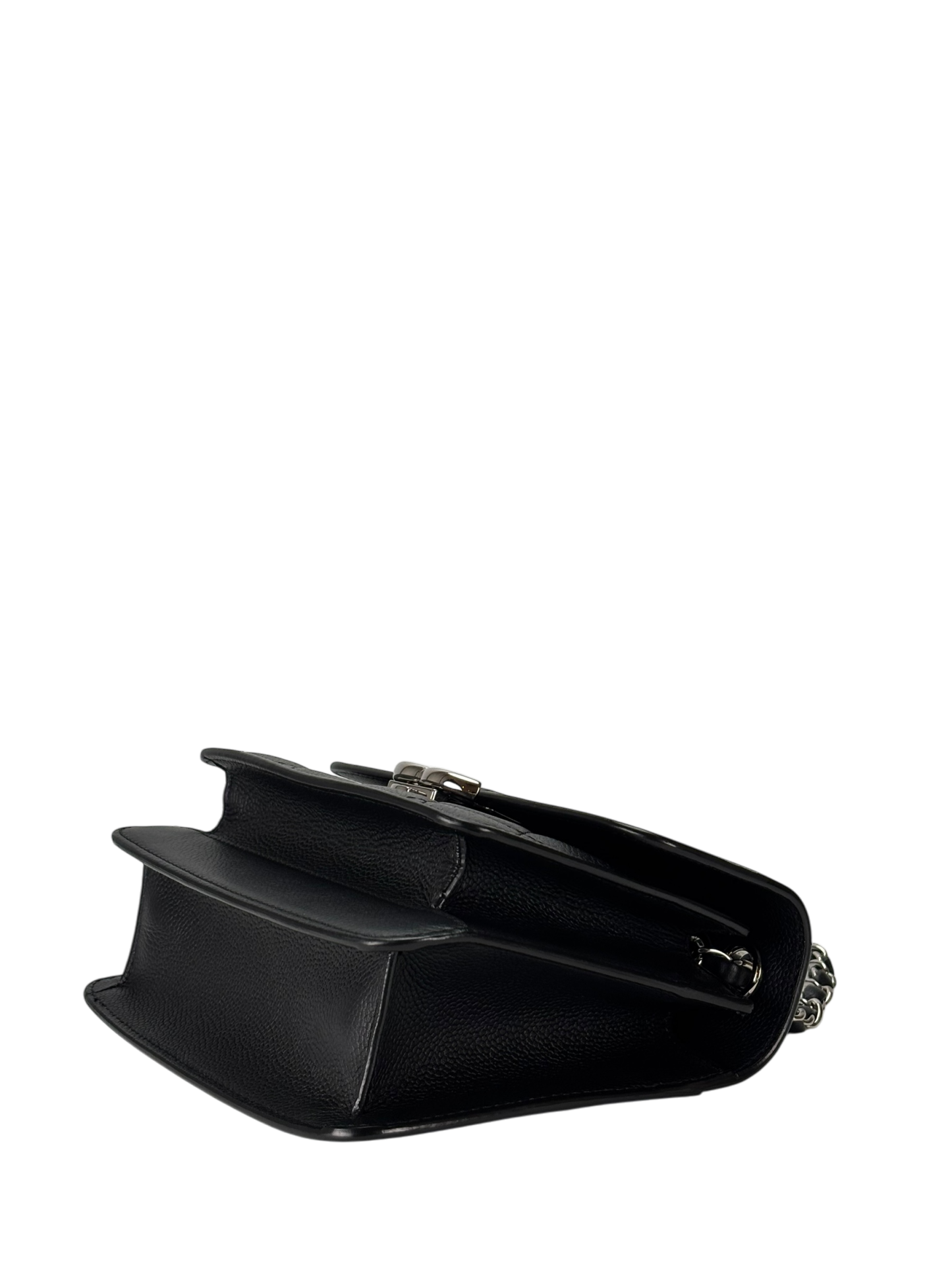 CHANEL - Black Sliver Caviar Quilted CC Box Flap Bag
