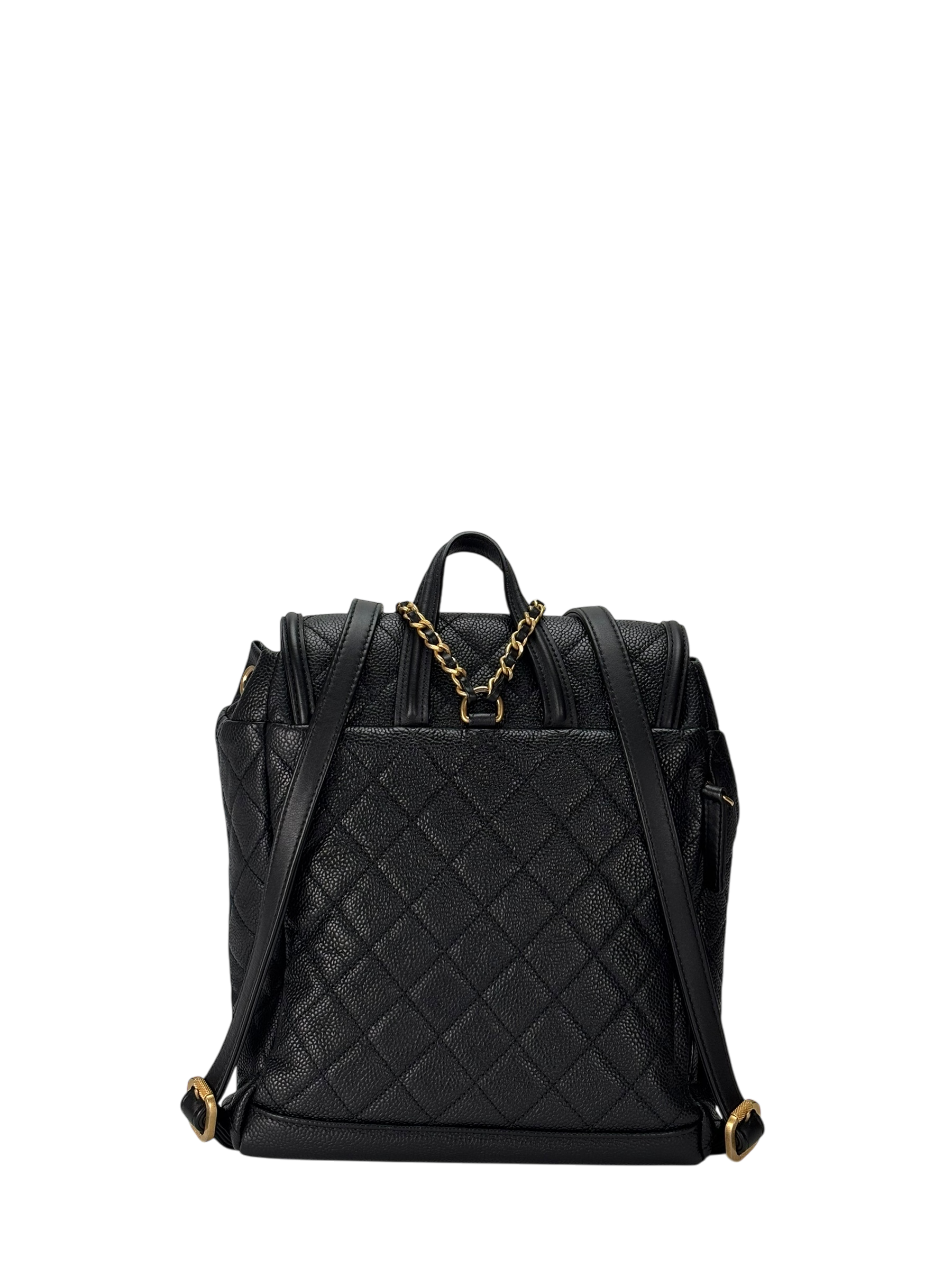 CHANEL - CC Filigree Backpack Black Caviar Skin 