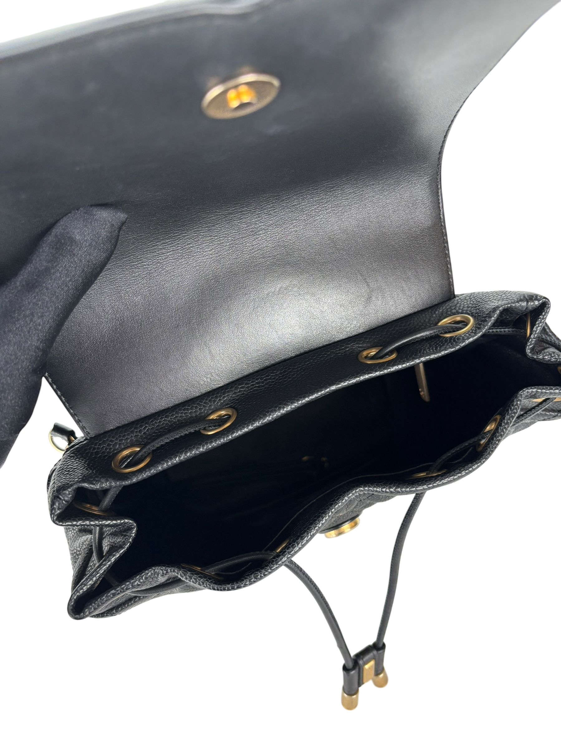 CHANEL - CC Filigree Backpack Black Caviar Skin