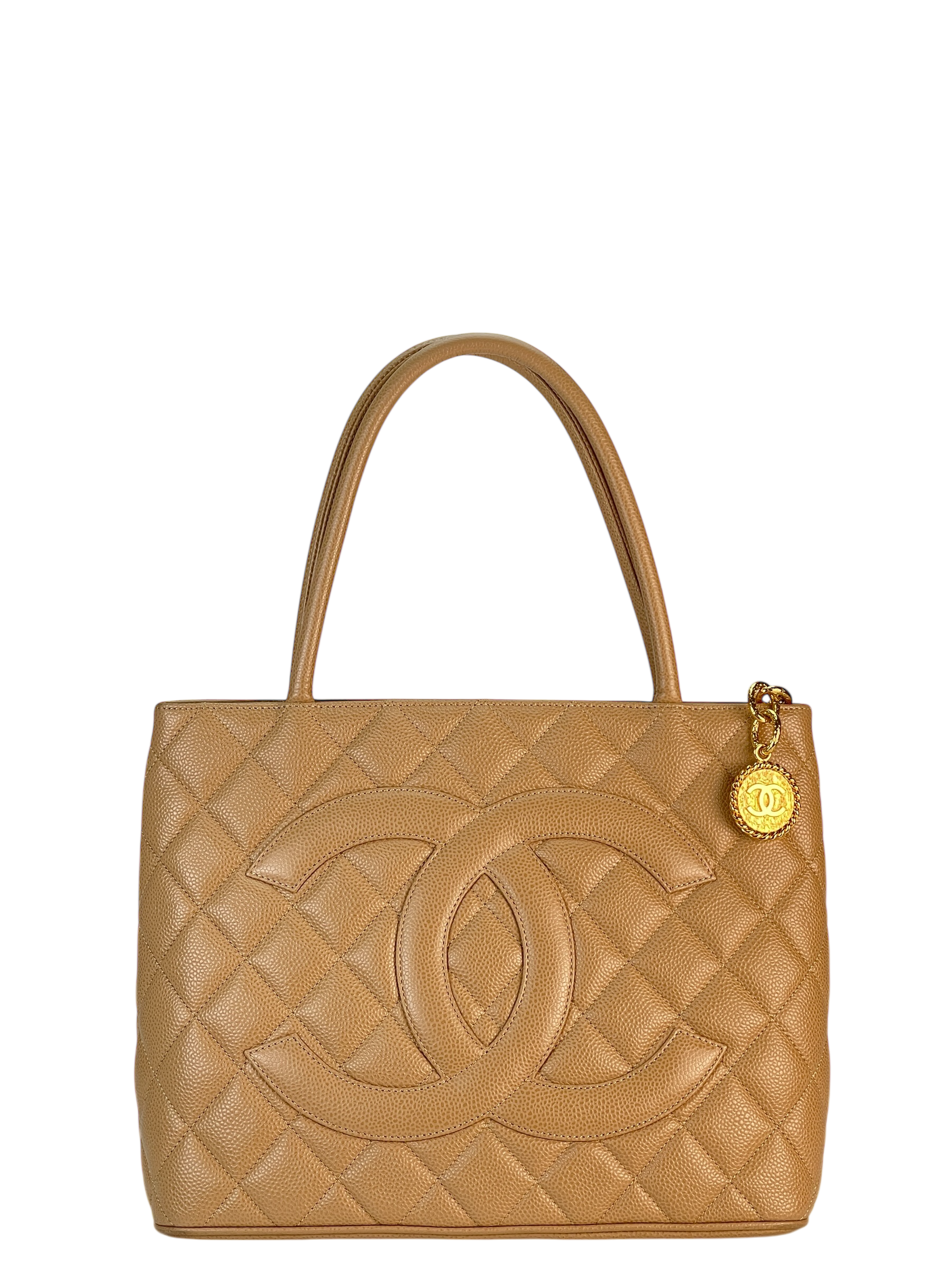 CHANEL - Beige Caviar Reprint Tote Matrasse Tote Bag 