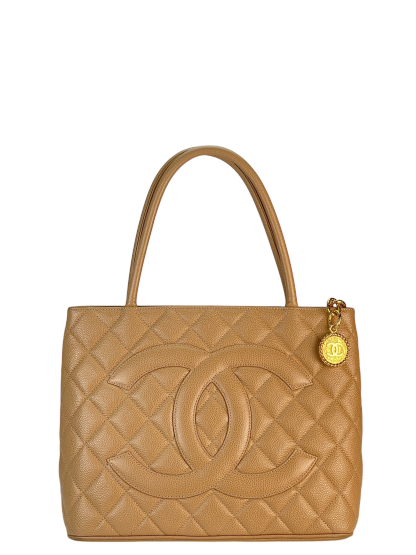 CHANEL - Beige Caviar Reprint Tote Matrasse Tote Bag 