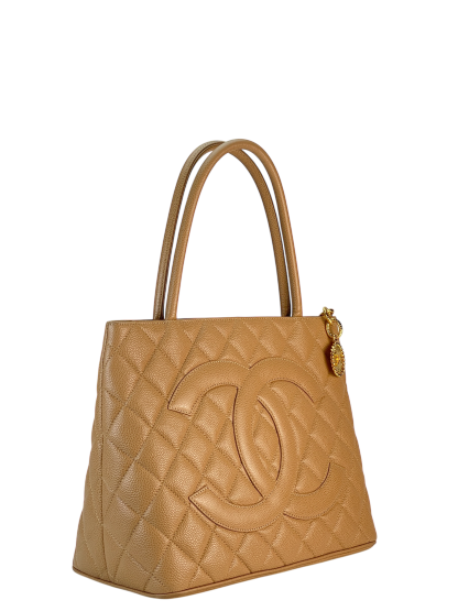 CHANEL - Beige Caviar Reprint Tote Matrasse Tote Bag 