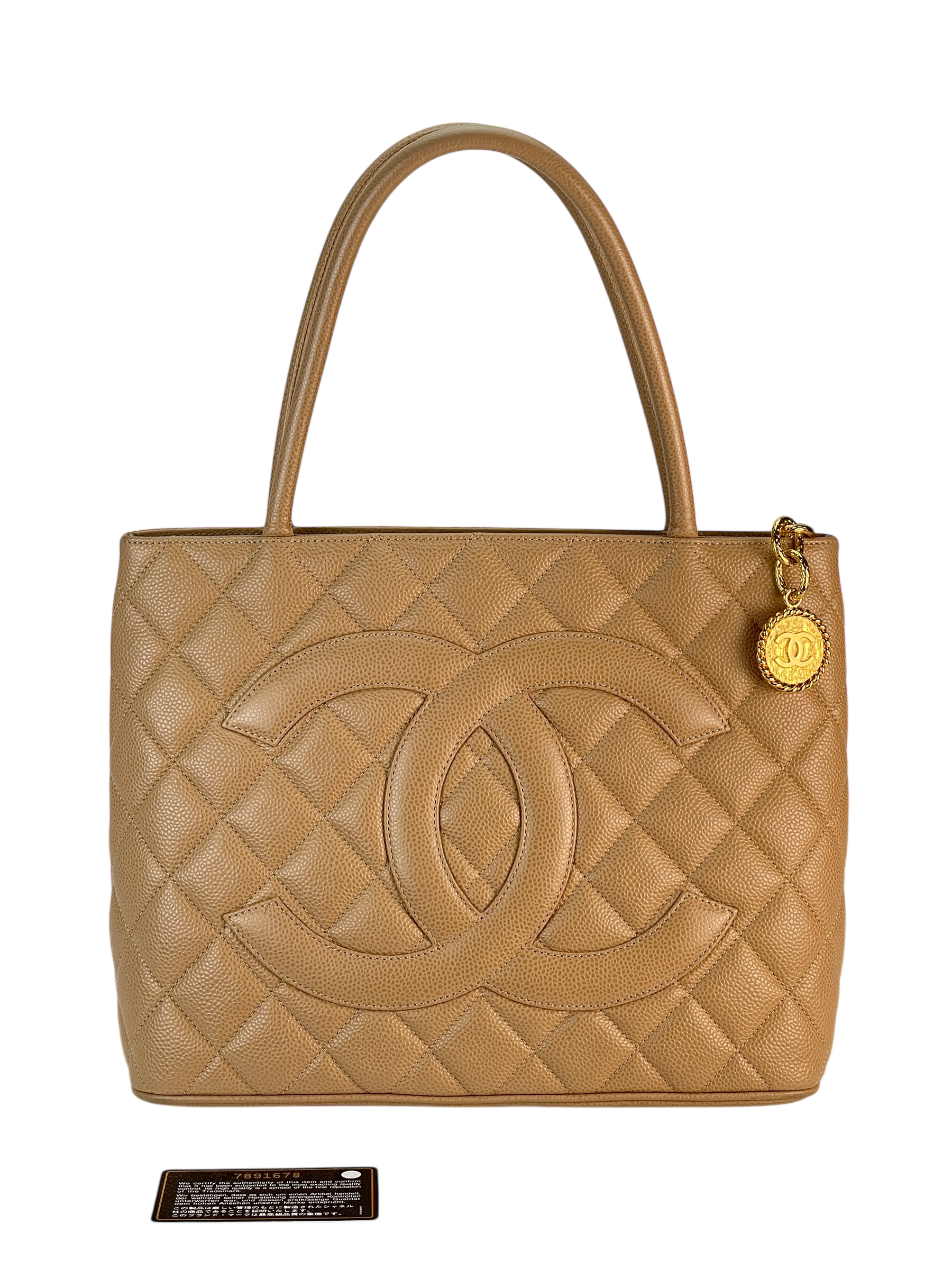 CHANEL - Beige Caviar Reprint Tote Matrasse Tote Bag 