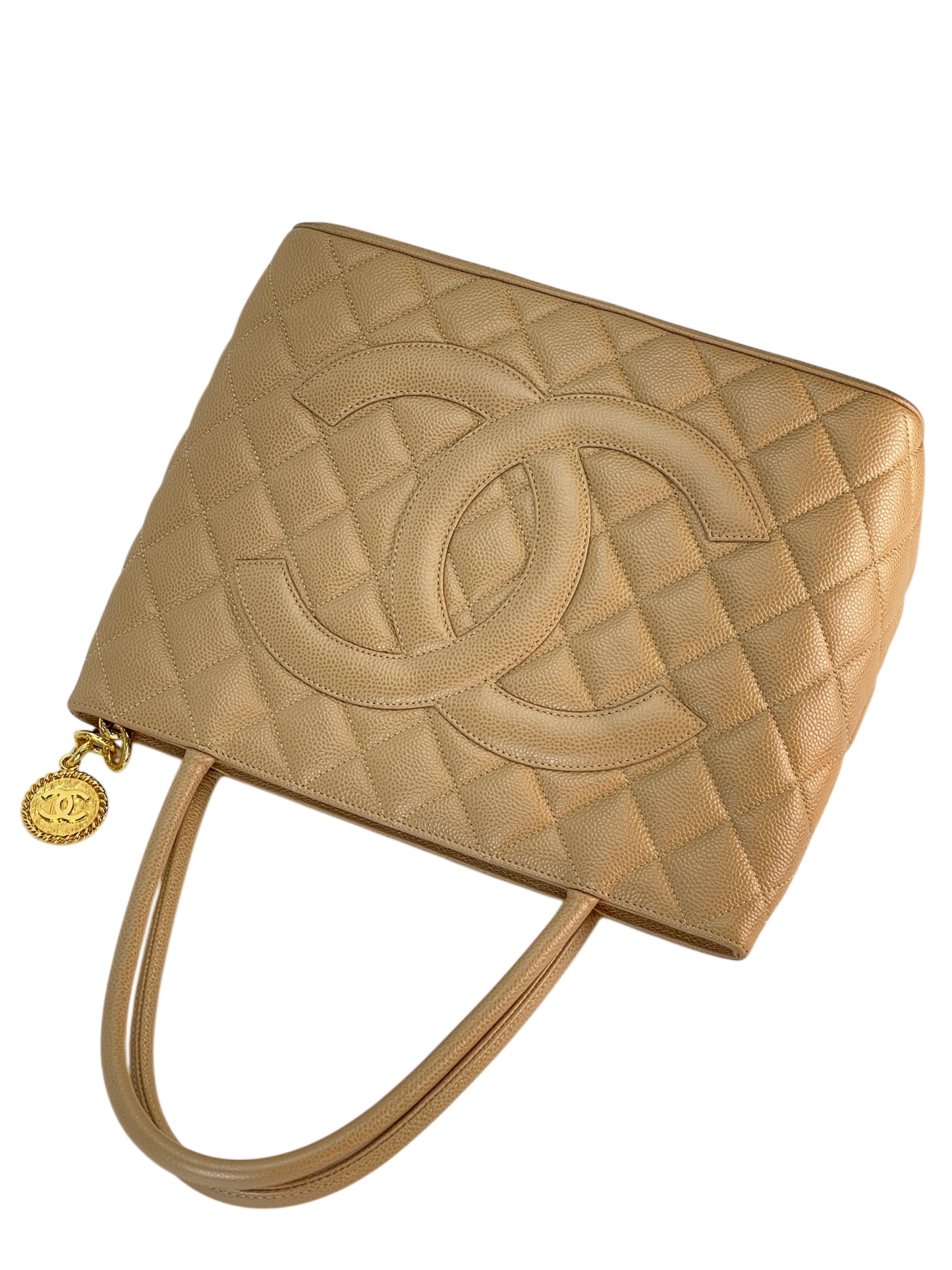 CHANEL - Beige Caviar Reprint Tote Matrasse Tote Bag 