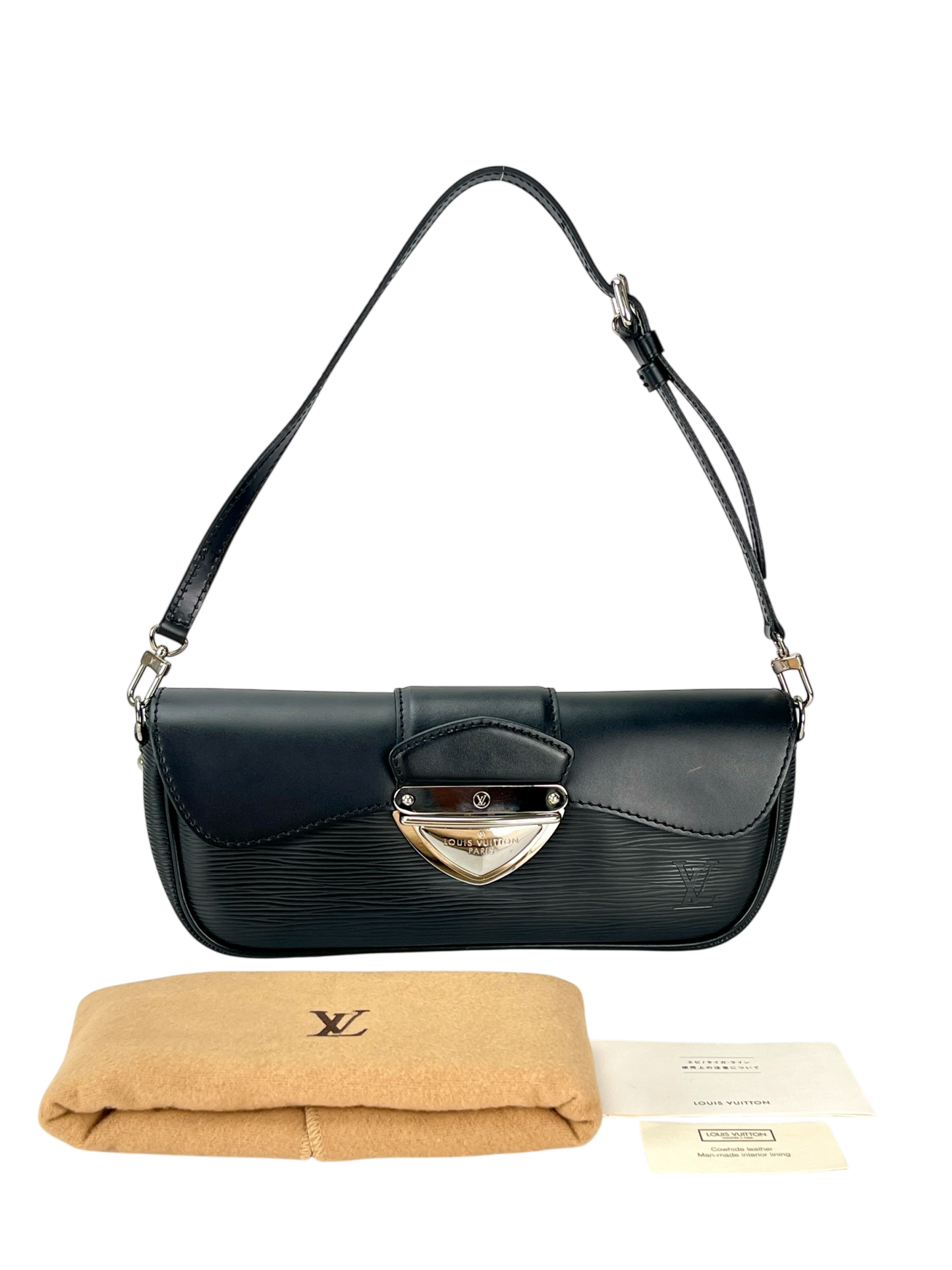 LOUIS VUITTON - Black Epi  Montaigne Clutch Bag