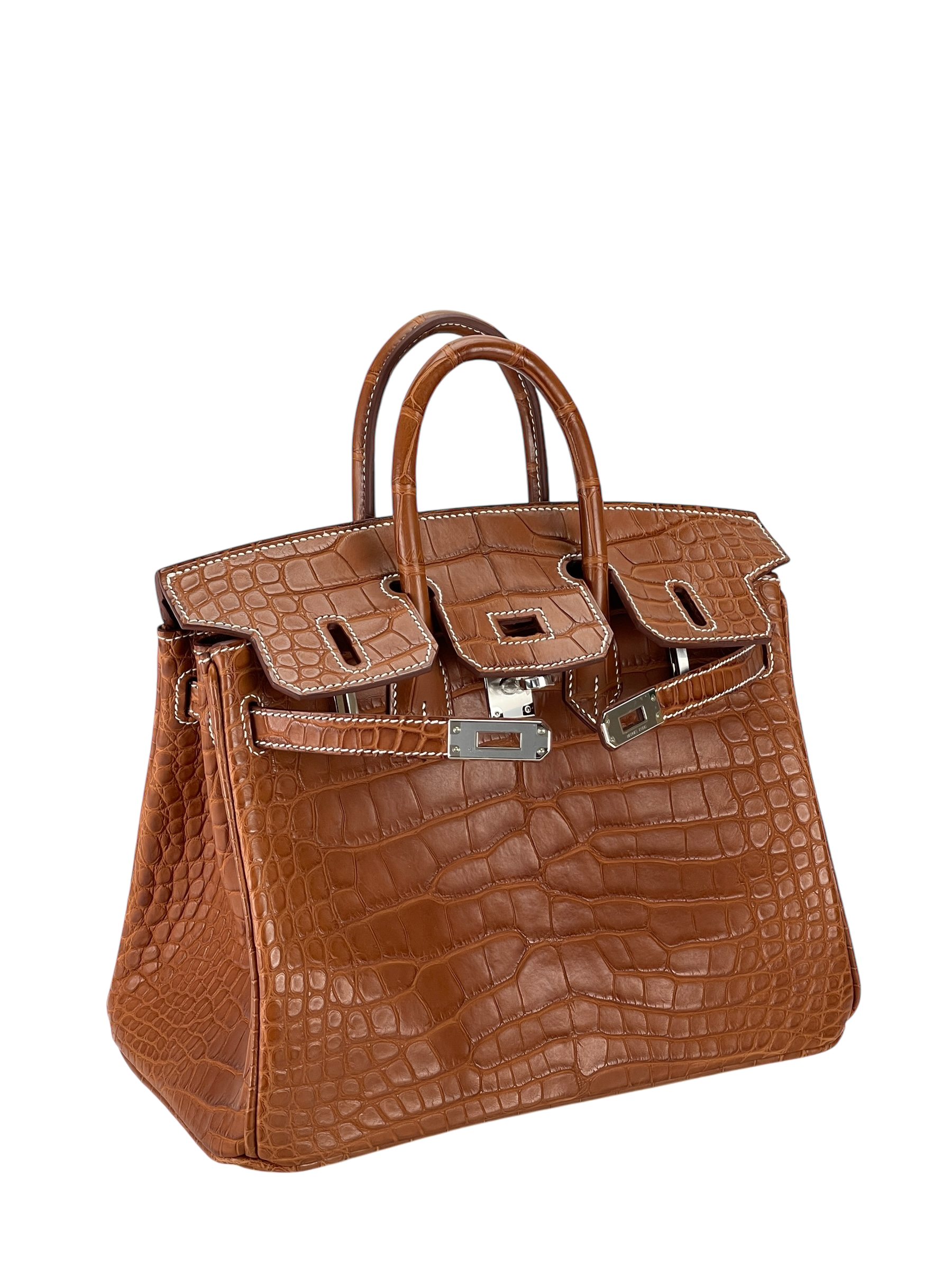 HERMES - Birkin 25 Matte Barenia Alligator Fauve Palladium Hardware W (2024)