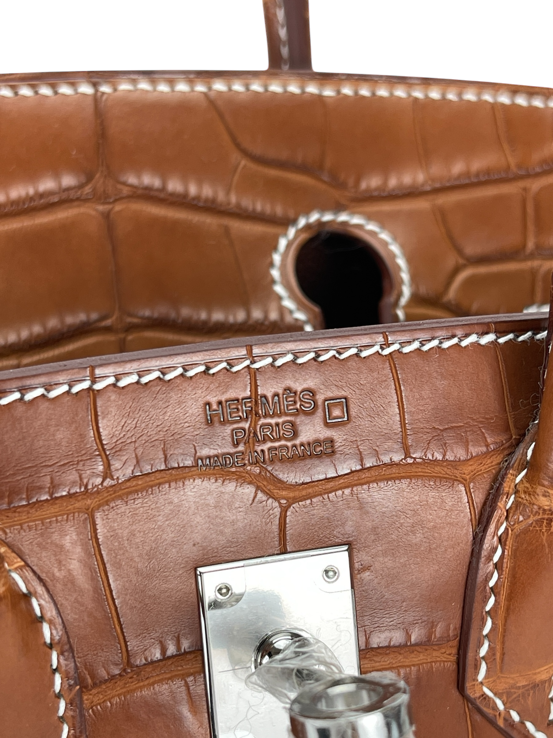 HERMES - Birkin 25 Matte Barenia Alligator Fauve Palladium Hardware W (2024)