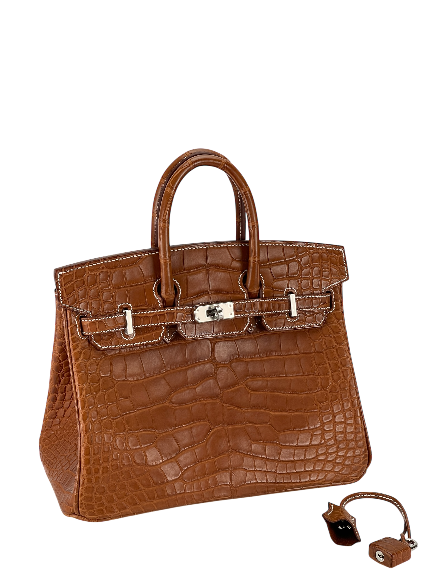 HERMES - Birkin 25 Matte Barenia Alligator Fauve Palladium Hardware W (2024)