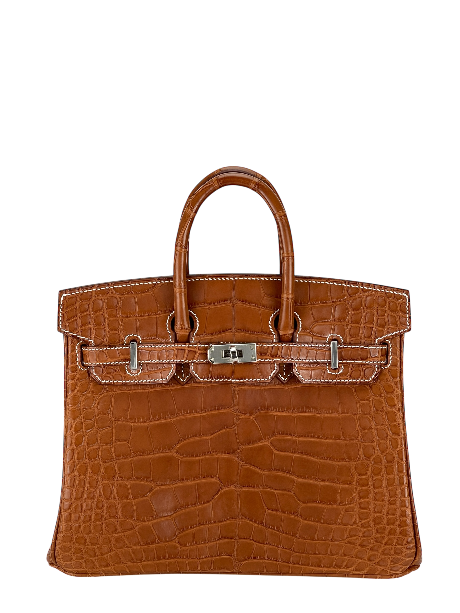 HERMES - Birkin 25 Matte Barenia Alligator Fauve Palladium Hardware W (2024)