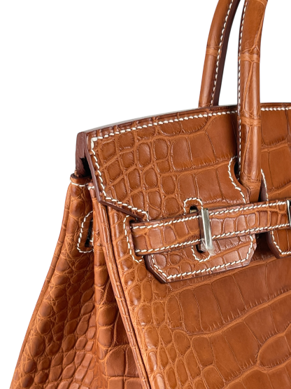 HERMES - Birkin 25 Matte Barenia Alligator Fauve Palladium Hardware W (2024)