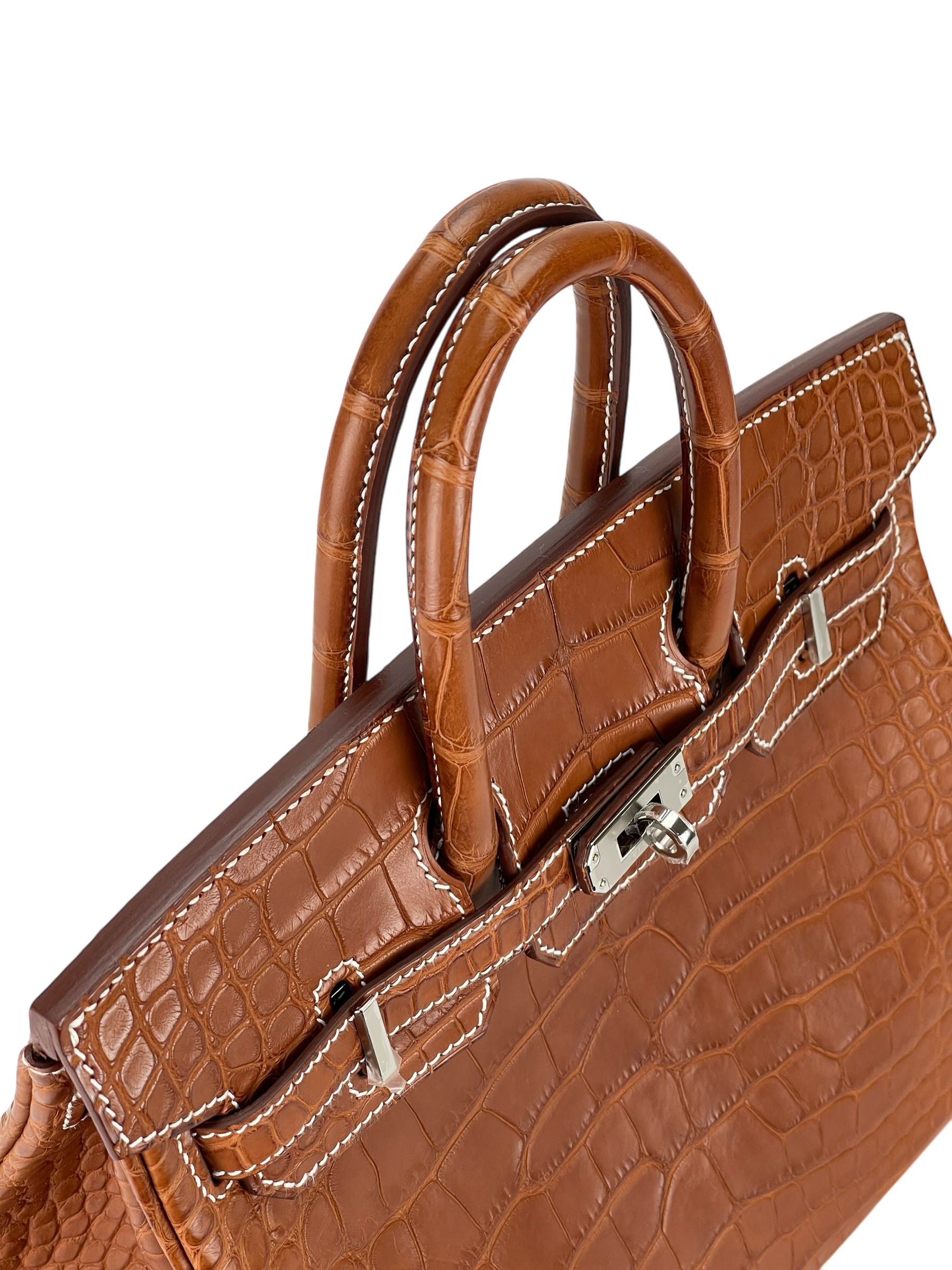 HERMES - Birkin 25 Matte Barenia Alligator Fauve Palladium Hardware W (2024)