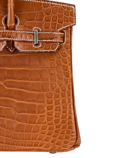 HERMES - Birkin 25 Matte Barenia Alligator Fauve Palladium Hardware W (2024)