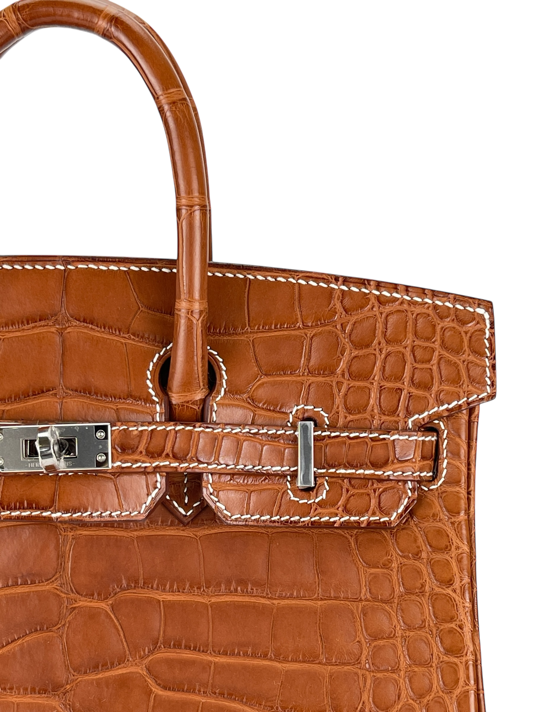 HERMES - Birkin 25 Matte Barenia Alligator Fauve Palladium Hardware W (2024)