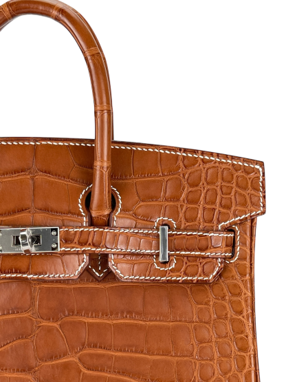HERMES - Birkin 25 Matte Barenia Alligator Fauve Palladium Hardware W (2024)