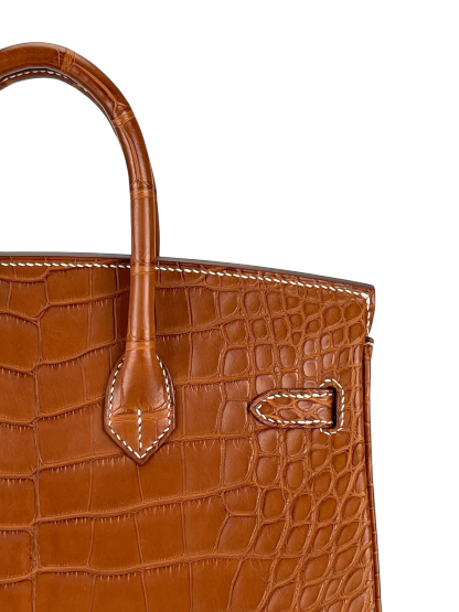 HERMES - Birkin 25 Matte Barenia Alligator Fauve Palladium Hardware W (2024)