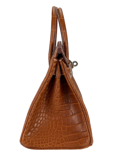 HERMES - Birkin 25 Matte Barenia Alligator Fauve Palladium Hardware W (2024)
