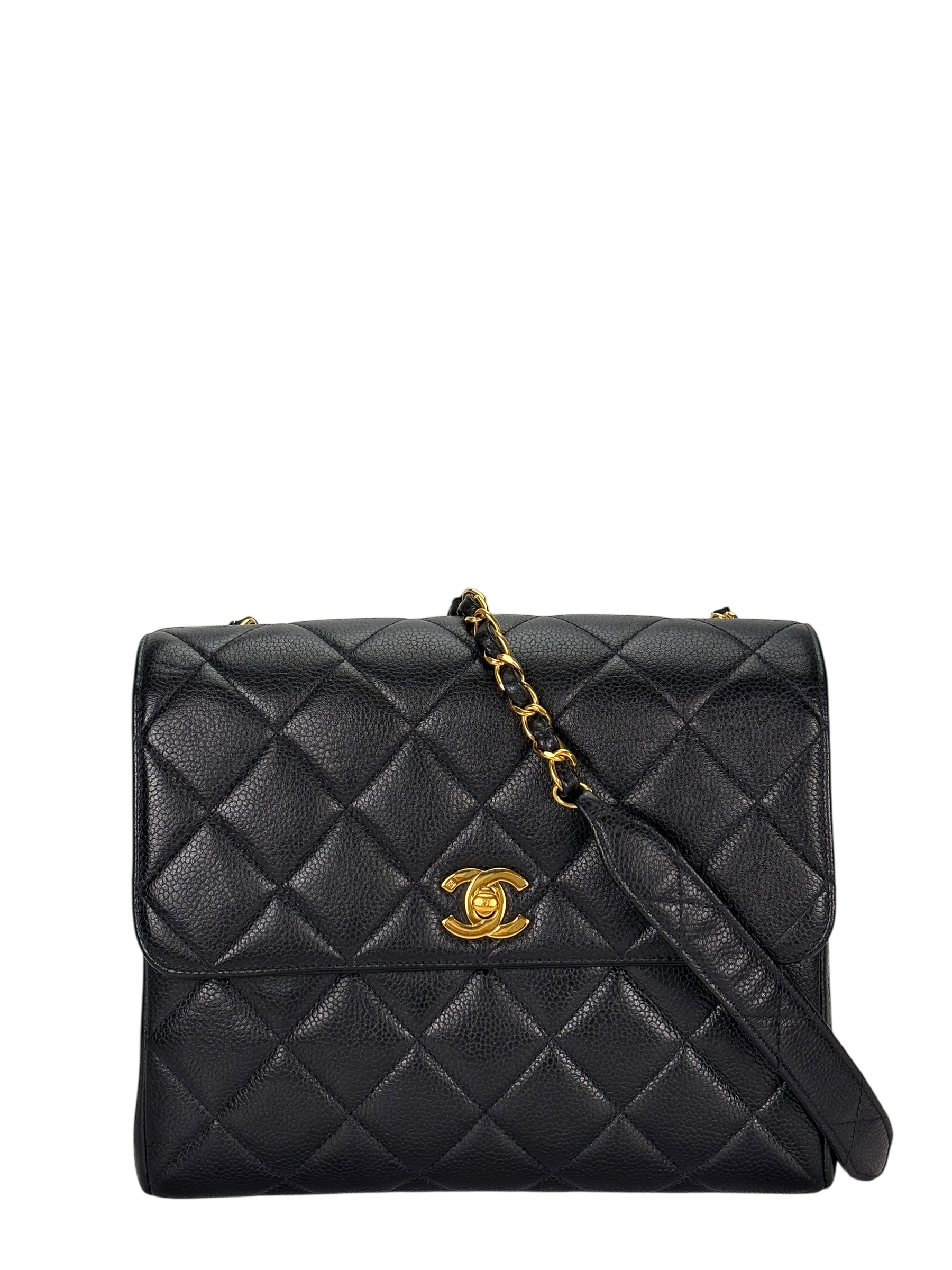 CHANEL - Black Caviar Deca Coco Mark Matelasse Shoulder Bag
