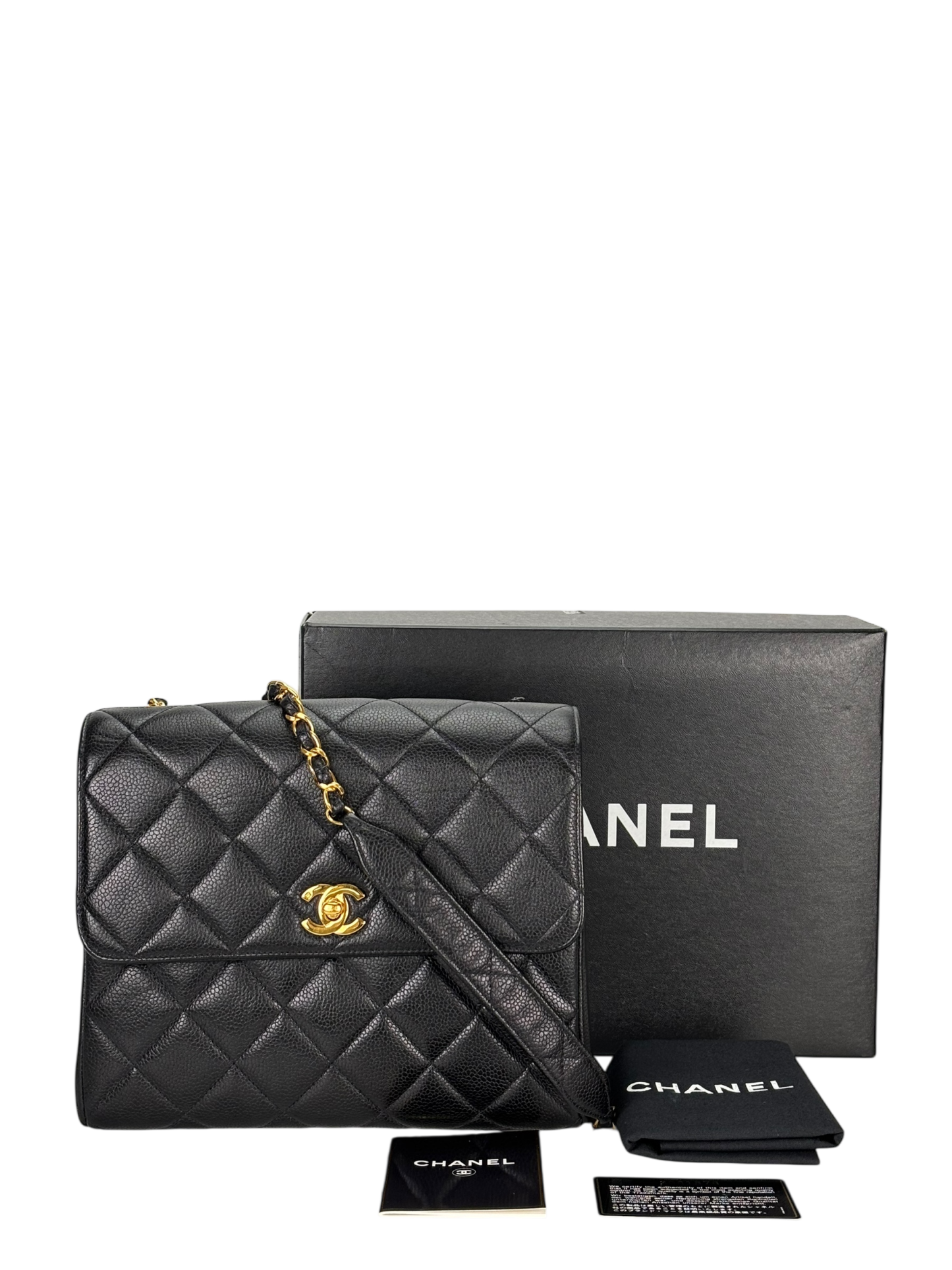 CHANEL - Black Caviar Deca Coco Mark Matelasse Shoulder Bag