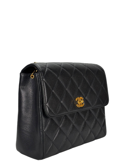 CHANEL - Black Caviar Deca Coco Mark Matelasse Shoulder Bag