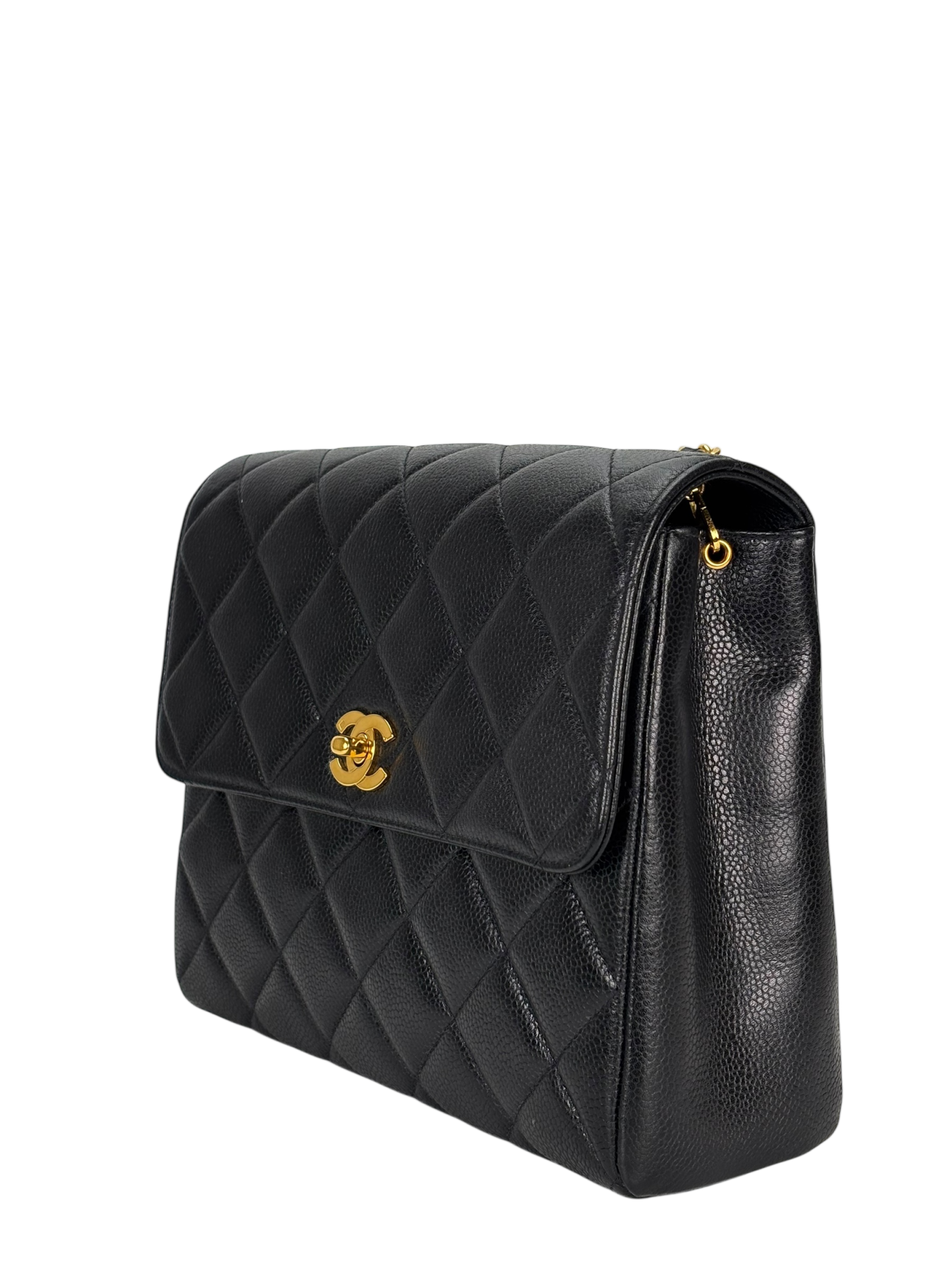 CHANEL - Black Caviar Deca Coco Mark Matelasse Shoulder Bag