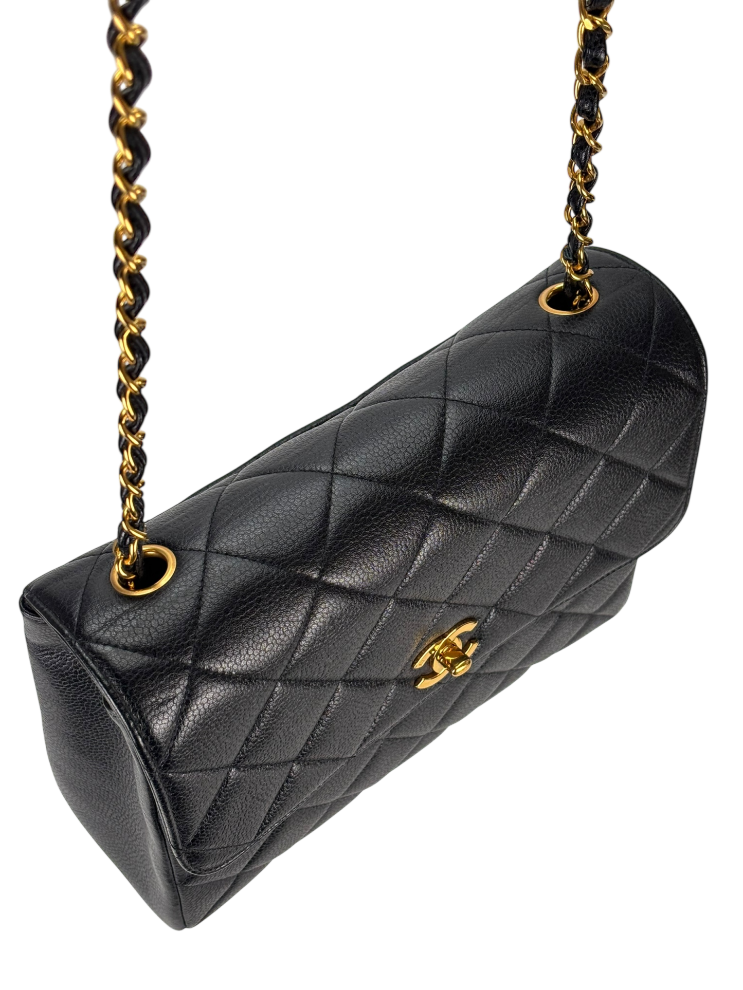 CHANEL - Black Caviar Deca Coco Mark Matelasse Shoulder Bag