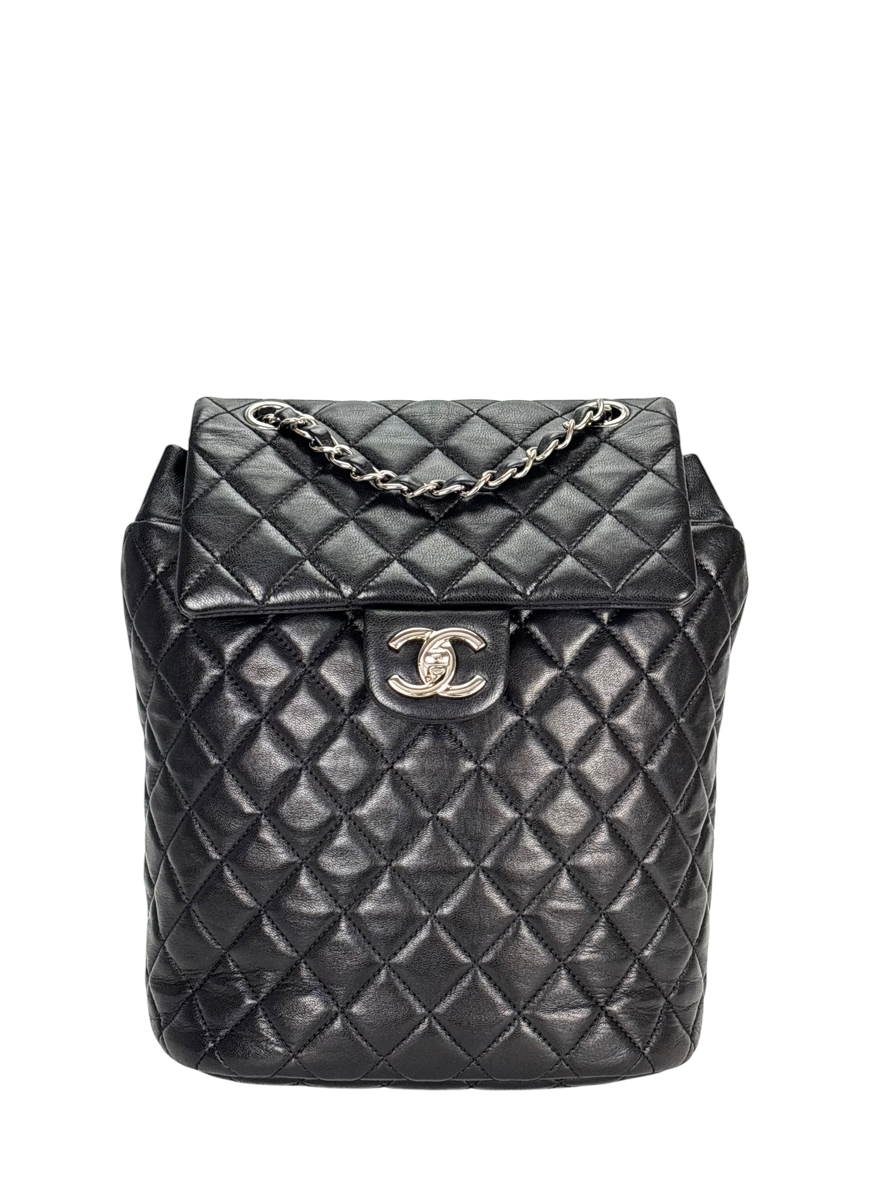 CHANEL - Black Lambskin Quilted Urban Spirit Backpack Bag